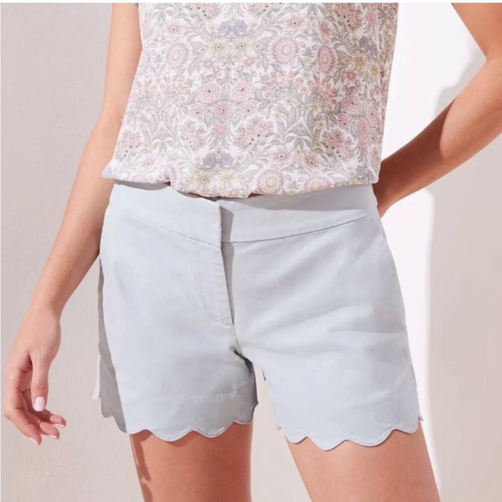 Loft tiffany color aqua scallop hem shorts